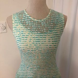 Retro Striped Lacey Sailor Dress Mimi Chica Like New Teal and White